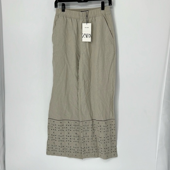 Zara NWT linen blend pants women’s XS wide leg - Picture 1 of 9